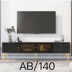 Modern TV Stand for TVs up to 80'', Media Entertainment Center Console Table with Sturdy Metal Legs High Gloss Television Stands with 2 Drawers and 3 