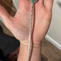 Native made sterling turquoise heart hair pin