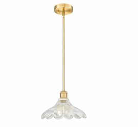 FEMILA Gold Pendant Light, Clear Ribbed Glass Hanging Kitchen Lights