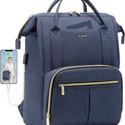 Focdod Women Laptop Backpack Work Bag - 15.6 inch with Laptop Compartment Waterproof Professional Travel Backpack Purse with USB Charger 