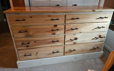 Refinished Solid Pine 8 Drawer Dresser