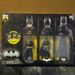 DC BATMAN 85 YEARS BATMAN RETURNS,  THE DARK KNIGHT,  BATMAN VS. SUPERMAN , 3 BATMAN  Action Figures Set