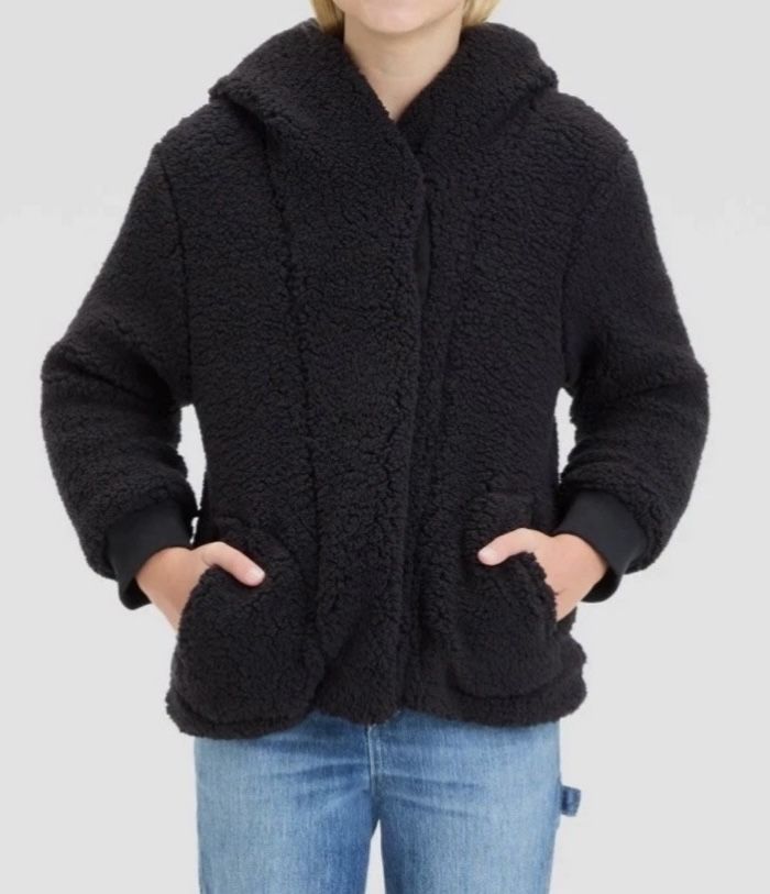Cat & Jack Black Sherpa Jacket Size L 10/12