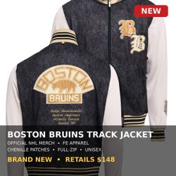 Boston Bruins Track Jacket - FE Apparel Official NHL Merch - Unisex - NEW