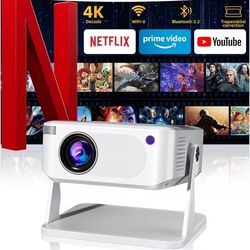 Mini Projector with WiFi 6 and Bluetooth 5.2, Portable Projector 4K Support, Auto Vertical Keystone 270° Rotatable, Compatible with Smartphone/TV Stic