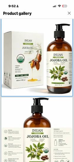 Organic Jojoba Oil USDA Certified Cold Pressed for Skin Hair 16oz Glass Bottle Body Oil Women After Shower Unscented Carrier Massage Moisturizer Hydra