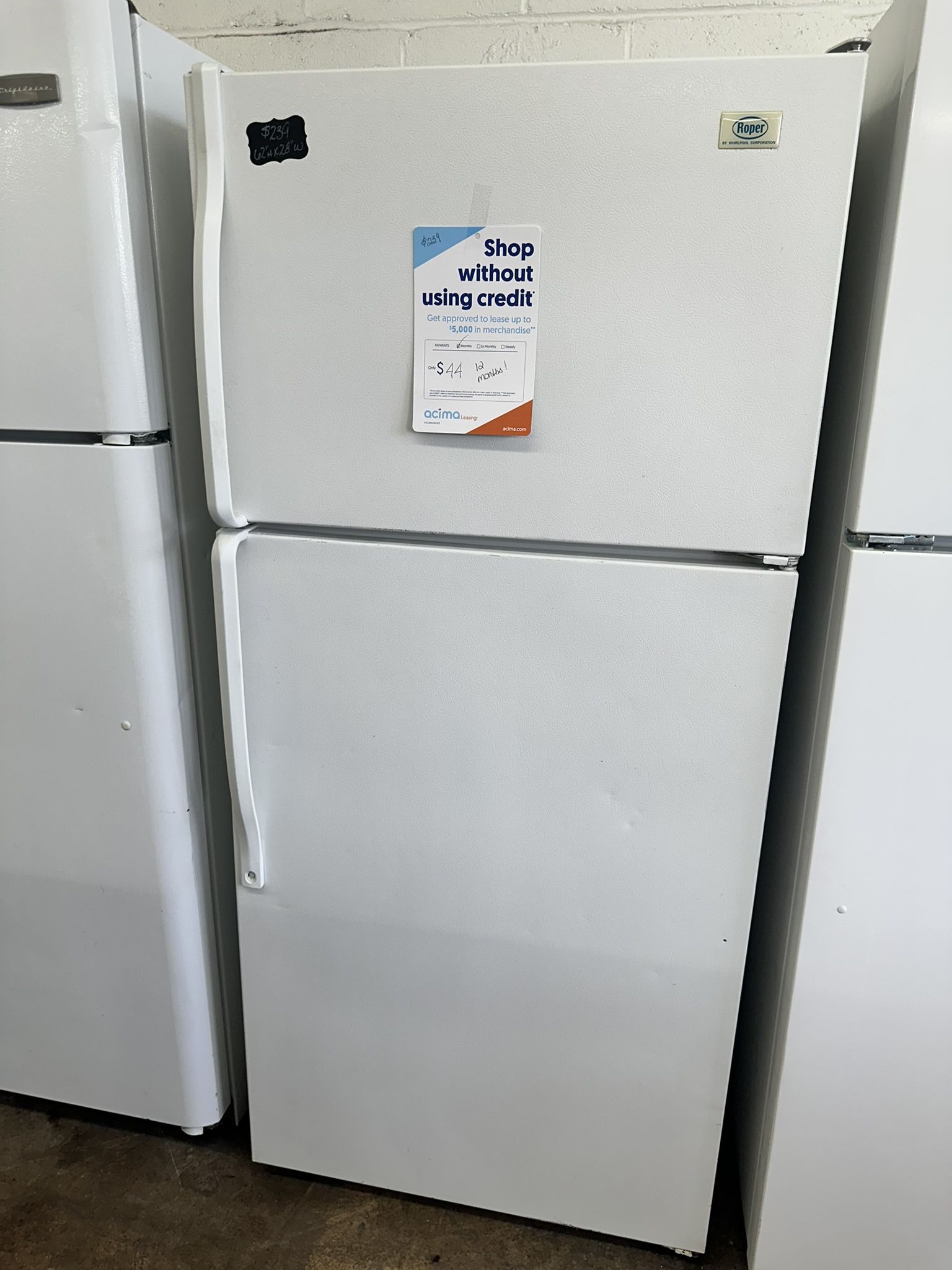 Whirlpool 14 CF White Refrigerator W/Sturdy Wire Shelves! Stoves Also Available! 30-Day Warranty! Delivery Available!