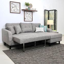 Light Gray Modern Belagio 89” Sleeper Sectional Sofa with RAF Chaise by Moe’s Home Collection