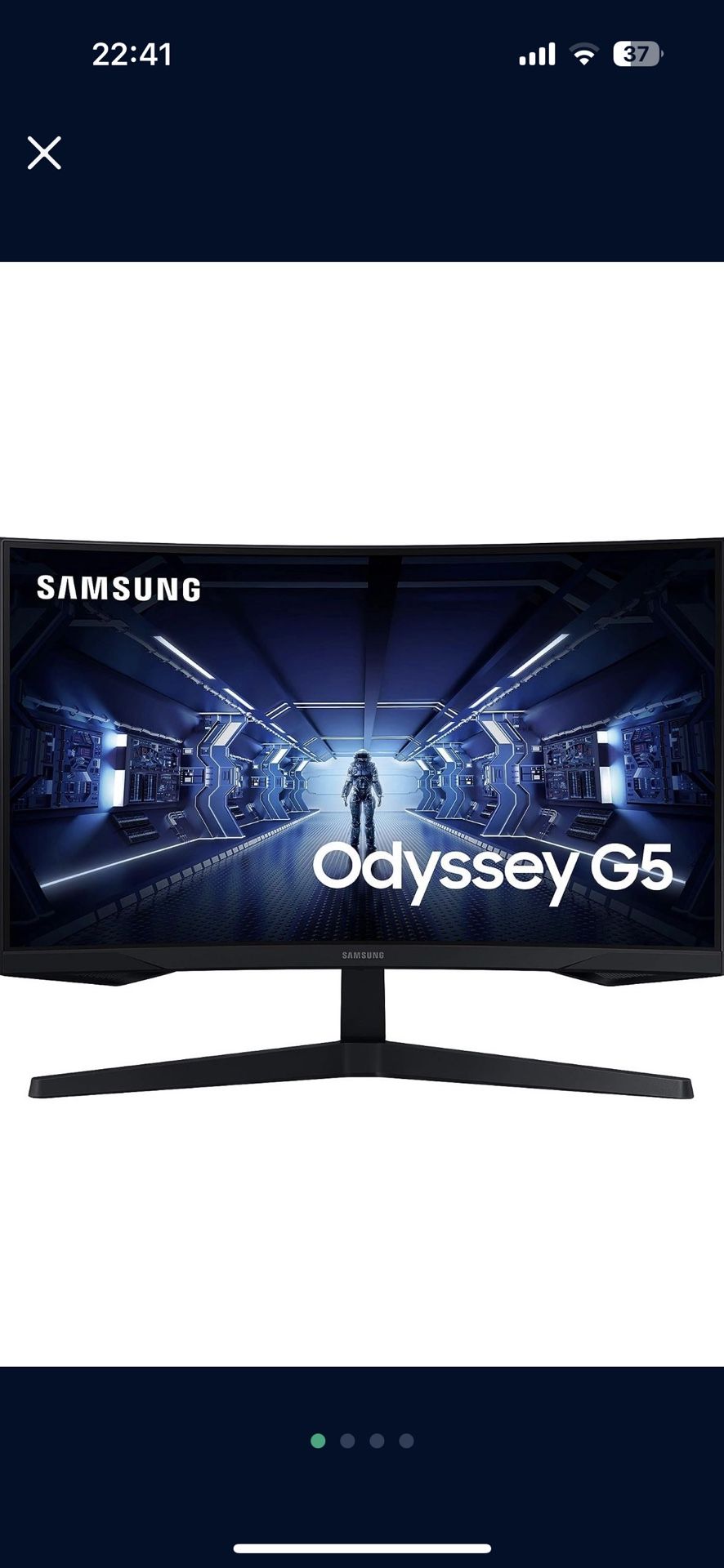 Samsung Odyssey G5 Series 27-Inch WQHD (2560x1440) Gaming Monitor, 144Hz, Curved, 1ms, HDMI, Display Port, FreeSync Premium (LC27G55TQWNXZA)