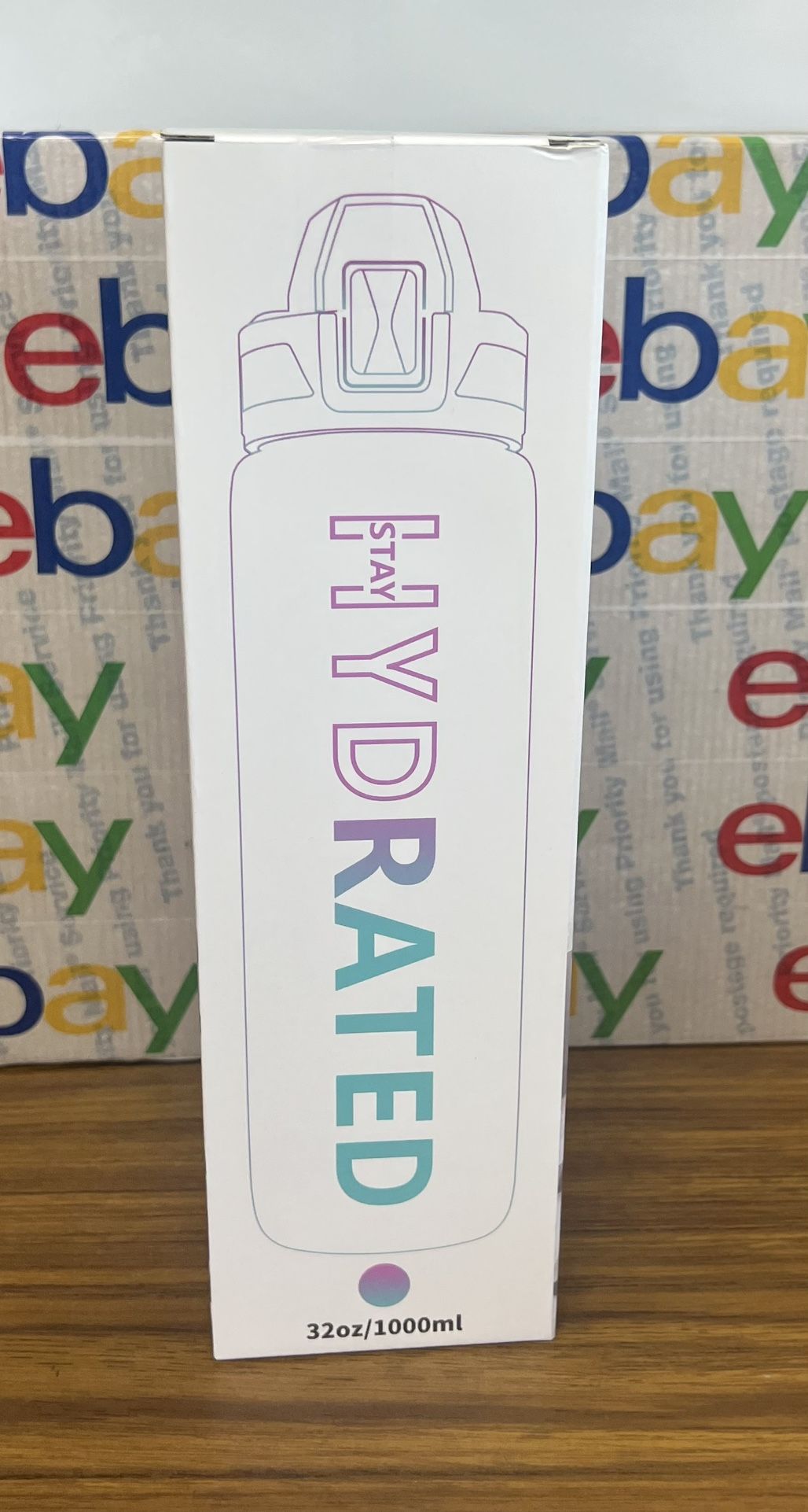 New Motivational Water Bottle With Straw Color Pink And Blue Mix