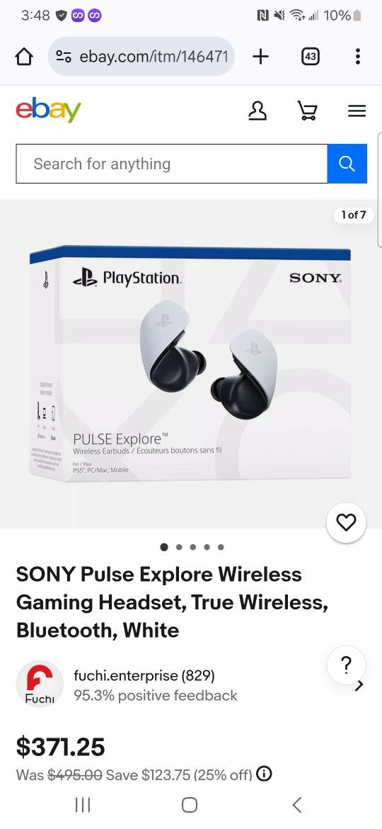 SONY Pulse Explore Wireless Gaming Headset, True Wireless, Bluetooth, White
