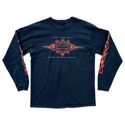 Vintage 1998 Harley Davidson Feel The Heat Flame Long Sleeve Size Large