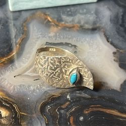925 Stamped With Genuine Turquoise Size 7.5 Silver Ring
