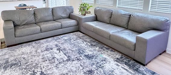 LIGHT GRAY GENUINE LEATHER SOFA – ASHLEY FURNITURE