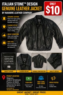 Italian Stone™ Design GENUINE LEATHER Navarre Leather Company XXXL Leather Jacket $15