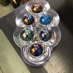 Unique Diamond Star Solid Glass With 6 Balls PRISTINE CONDITION 
