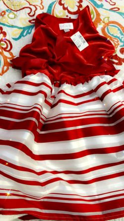 Girl Candy Cane Striped Knit Woven Dress