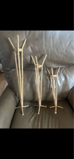 Set of 3 Bamboo Rattan Plant Stands