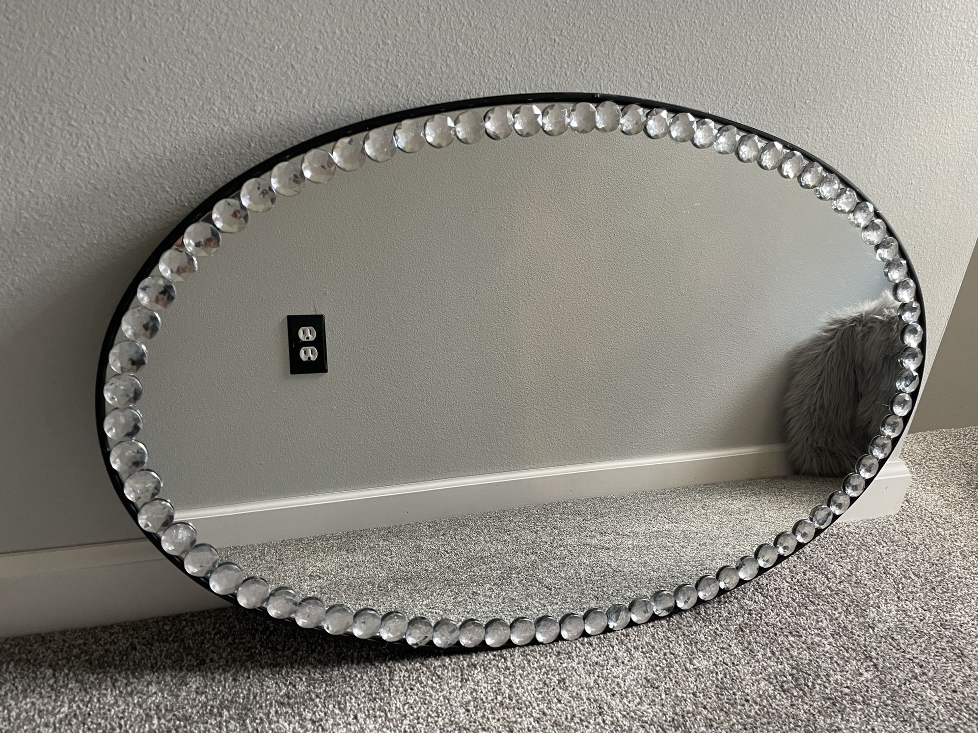 Large, Oval Mirror With Rhinestones