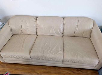 Cream Leather 80in Modern Sofa from The Leather Factory