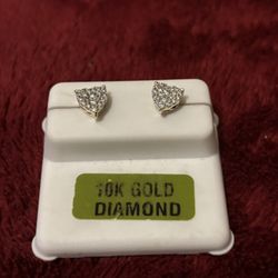 Diamond Gold Heart Earrings