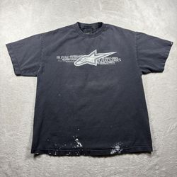 Vintage AlpineStars Men’s XL Black Faded T Shirt Grunge Paint Distressed Y2K