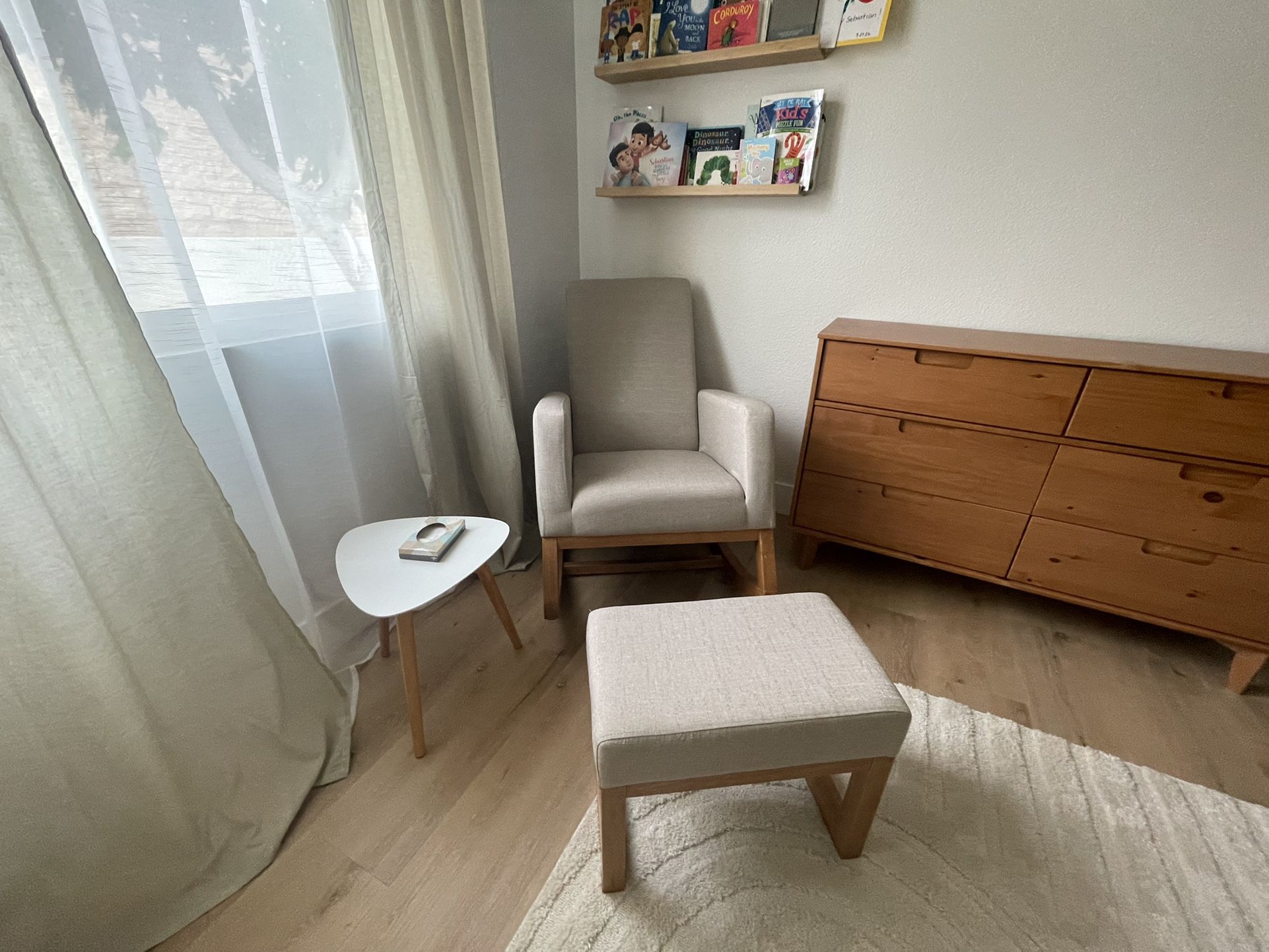 Mid Century Modern Rocking Chair And Foot Stool
