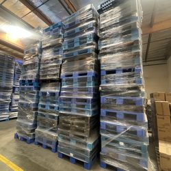 Blue plastic pallets