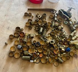 Lot of Brass Ferrules, Fittings, Washers, Valves, etc