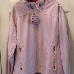 Free Country Light Pink with hood Softshell Outerwear Rain Jacket with hood- 1X