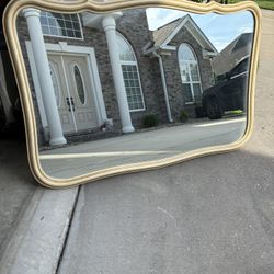 Vintage French Provincial Lane Style Cream w/Gold Trim Mirror 50”x 32”  61 years old