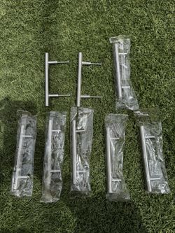 8 New lightweight brushed nickel cabinet pulls/handles