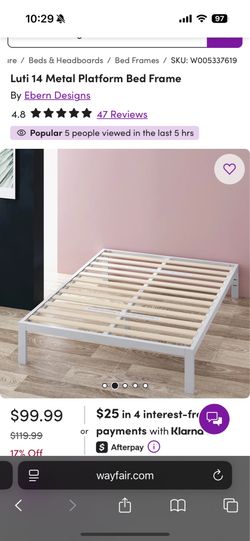 White metal full bed frame