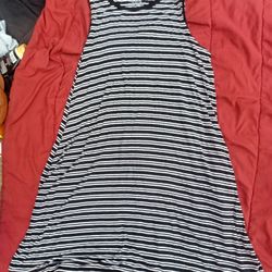 Time And Tru Large Black And White Stripe Dress