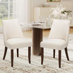 COLAMY Upholstered Dining Chairs Set of 2, Beige  
