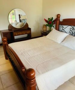 Wood and Wrought Iron Queen Bed Frame