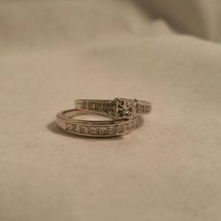 Diamond engagement ring and wedding band