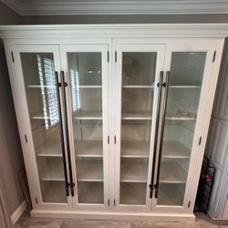 Restoration Hardware 20 Century English Brass Pull Glass 4 Door Cabinet 