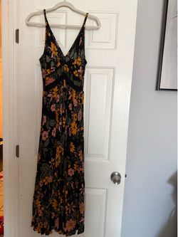 Black floral maxi dress - XL