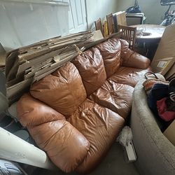 Mid Century Modern Leather Couch