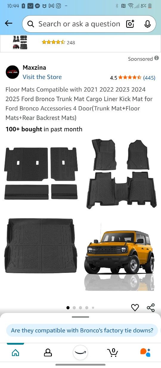 Rubber Floor Mat Set 2021+ Ford Bronco