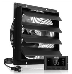 VEVOR 16 inch Exhaust Fan, Wall Mounted Attic Fan with Variable Speed, Temperature & Humidity Controller,3000 CFM, Automatic Shutter