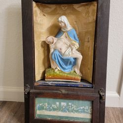 Antique Religious Last Rites Sick Call Box Pieta 1800s
