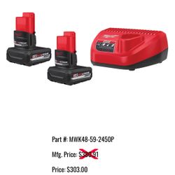 Milwaukee M12 12V Lithium-Ion XC High Output 5.0 Ah Battery Pack (2-Pack) Starter Kit with Charger