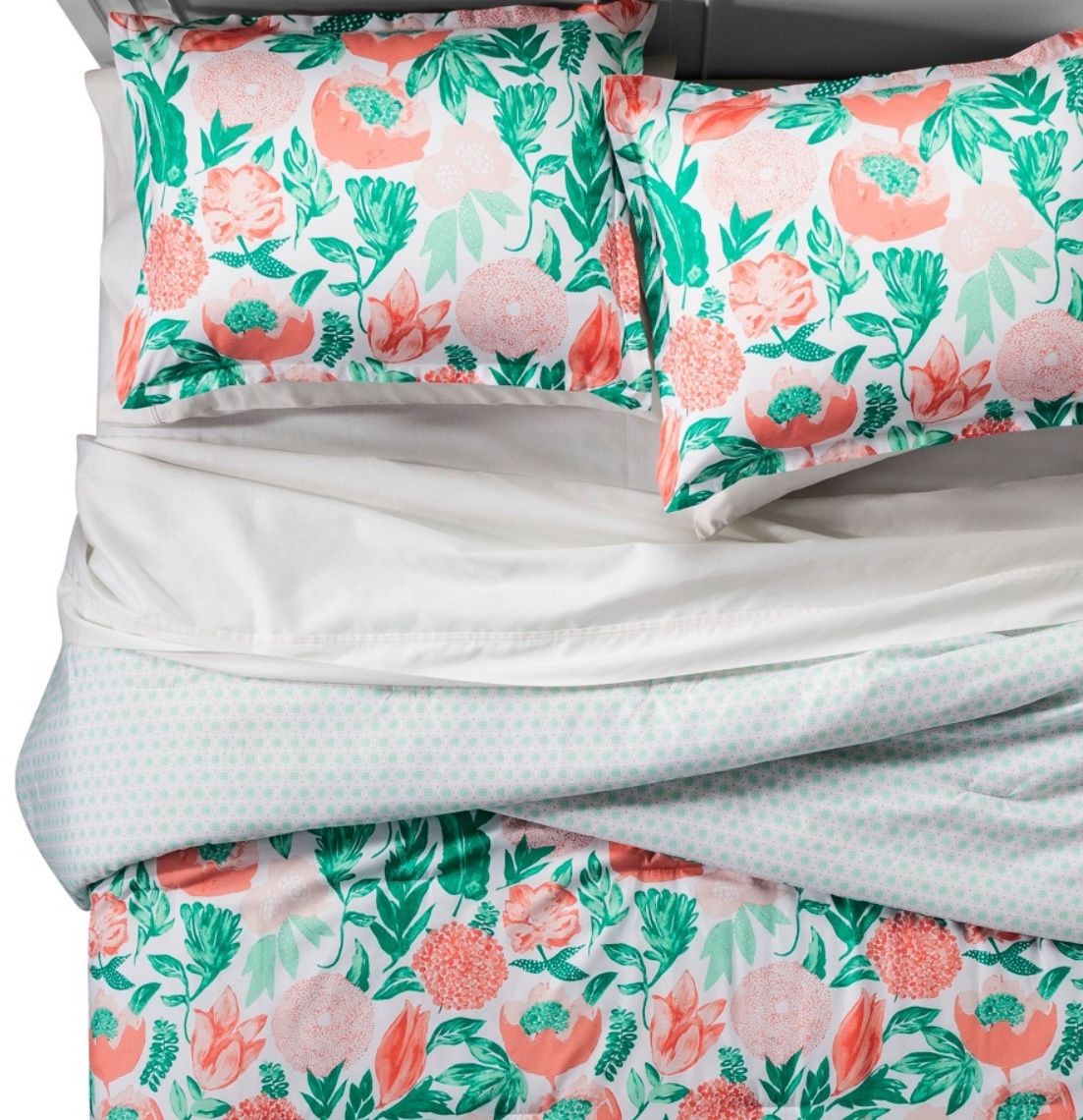 Coral & Emerald Painterly Floral Comforter Set – Xhilaration full/queen 🌟