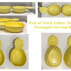 Pair of Thick Yellow Melamine Pineapple Serving Bowls