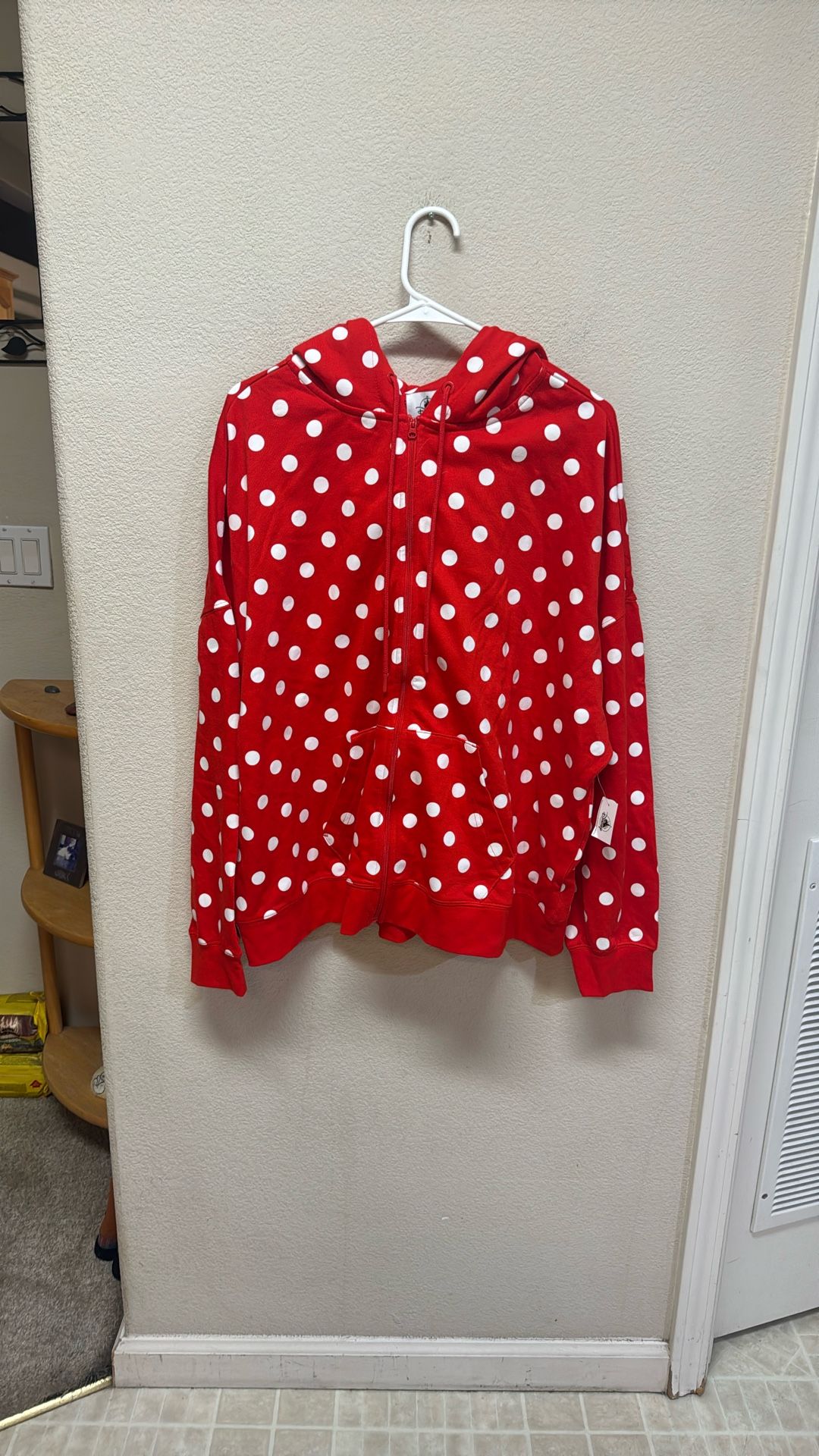 New With Tags Womens XL Disney Store Minnie Mouse Hood With Ears Zip Up Sweatshirt Jacket Coat