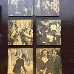 Set Of 6 Golden Age Movie Stars Scenes Coasters
