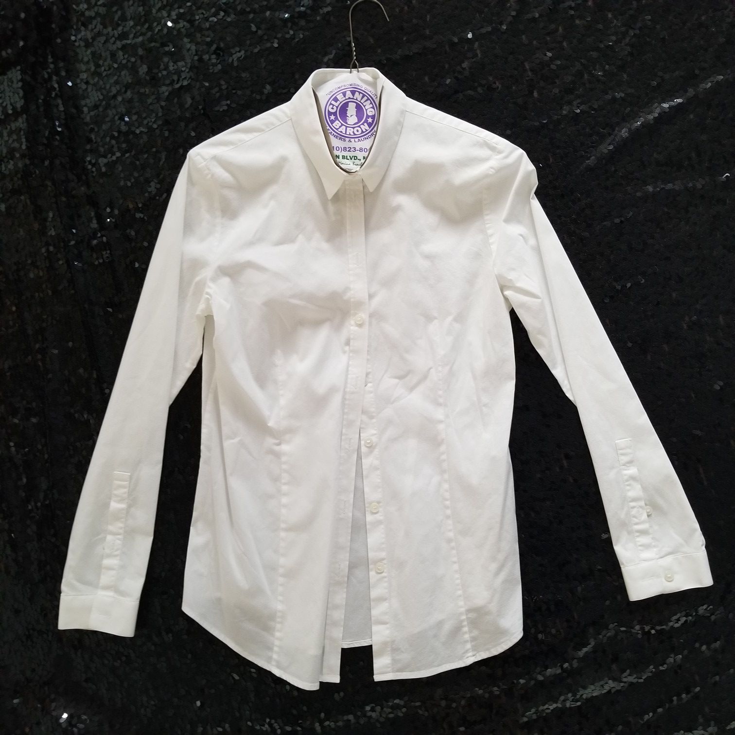 BURBERRY Long Sleeve Button Up White Dress Shirt size 8