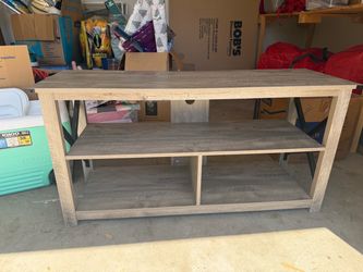Rustic Gray Wood TV Stand with Shelves